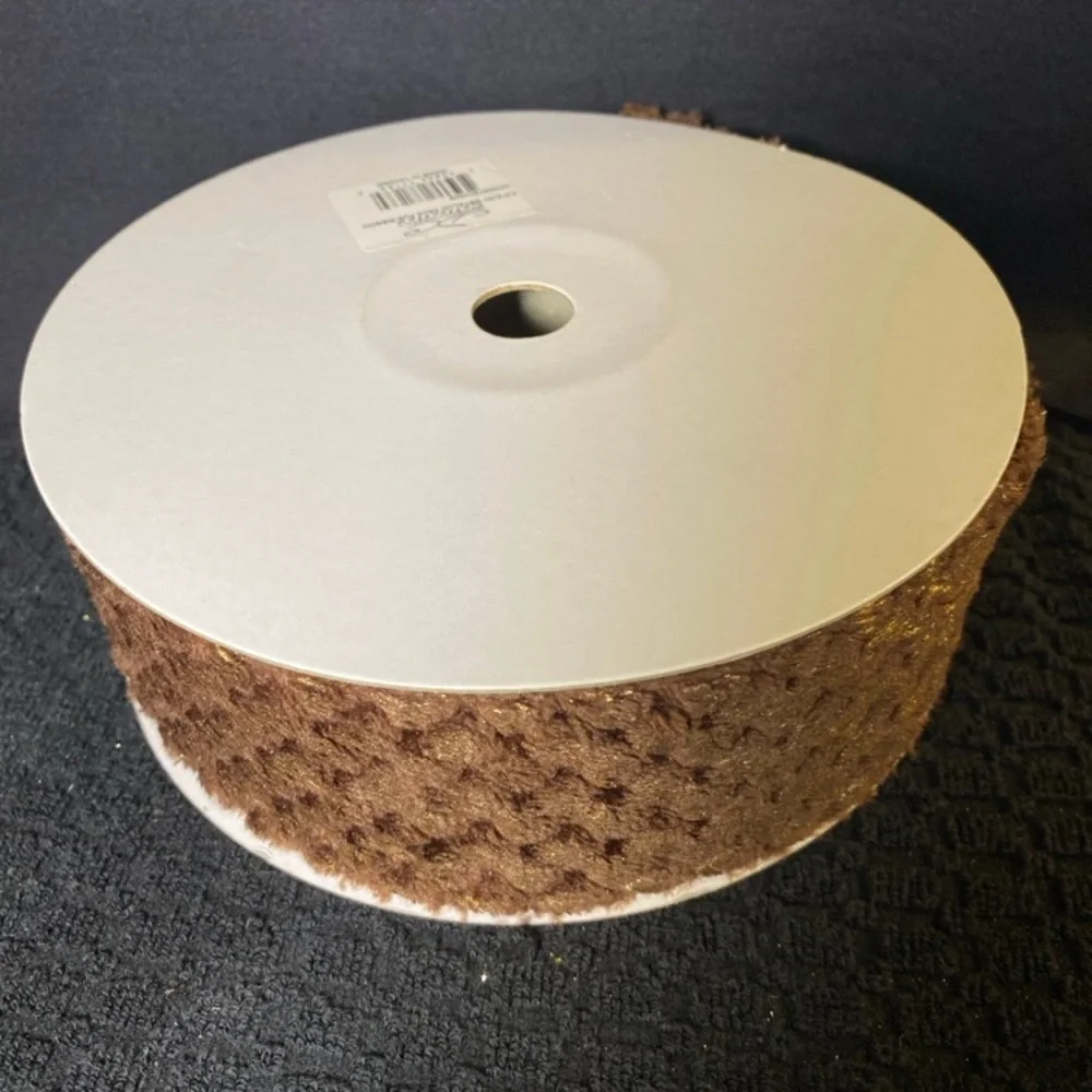 NEW David Christopher’s Collection 2.5 X 10 Y Metallic Faux Fur LUX Ribbon Brown